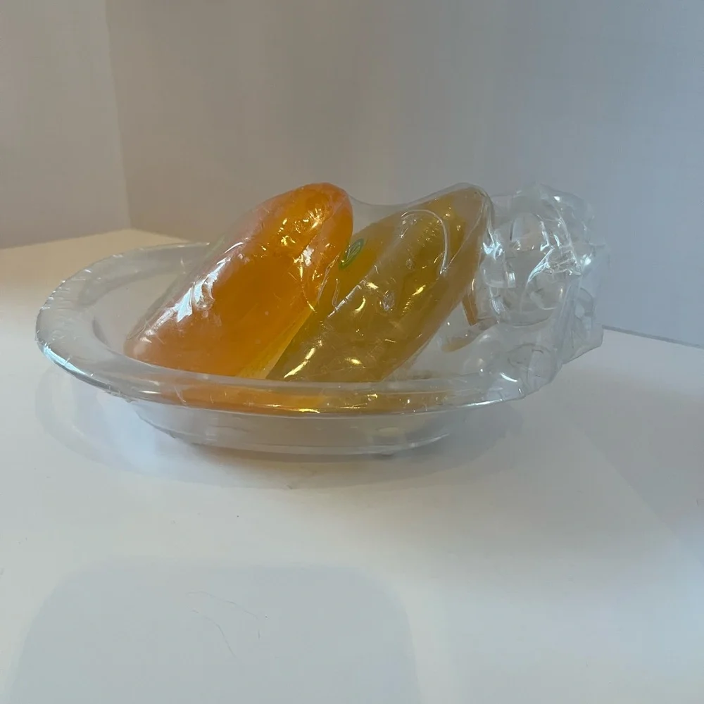 Vintage Soap Set in clear bathtub holder